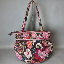 Load image into Gallery viewer, Vera Bradley Brown Multicolor Mod Floral Quilted Shoulder Bag Purse (11x14x5")
