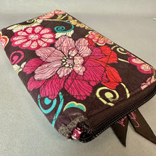 Load image into Gallery viewer, Vera Bradley Brown Multicolor Mod Floral Zip Around Wallet Clutch w/ Checkbook Cover As-Is (5x8")
