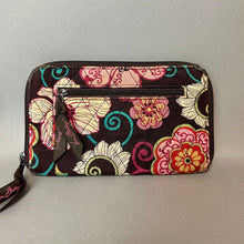 Load image into Gallery viewer, Vera Bradley Brown Multicolor Mod Floral Zip Around Wallet Clutch w/ Checkbook Cover As-Is (5x8")
