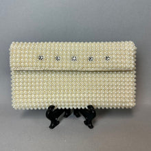 Load image into Gallery viewer, Vintage Faux Pearl Beaded Rhinestone Envelope Clutch Purse (4x7")
