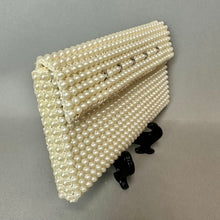 Load image into Gallery viewer, Vintage Faux Pearl Beaded Rhinestone Envelope Clutch Purse (4x7")
