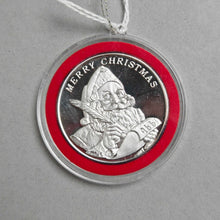 Load image into Gallery viewer, 1 Ozt. .999 Silver Round Christmas Ornament; Santa/Peace On Earth (~2")
