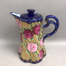 Load image into Gallery viewer, Antique Gold &amp; Blue with Flowers Teapot (7")
