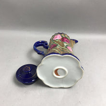 Load image into Gallery viewer, Antique Gold &amp; Blue with Flowers Teapot (7")
