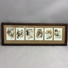 Load image into Gallery viewer, Framed Harrison Fisher "The Greatest Moments of a Girl's Life" Six-Print Postcard Art (9.5x27)
