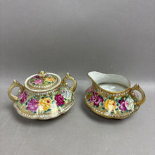 Load image into Gallery viewer, Nippon Hand-Painted Roses Cream Pitcher &amp; Sugar Bowl Set (~3.25")
