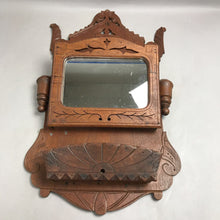 Load image into Gallery viewer, Victorian Carved Wood Wall Pocket / Mirror (25x15x4)
