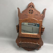 Load image into Gallery viewer, Victorian Carved Wood Wall Pocket / Mirror (25x15x4)
