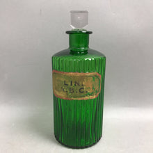 Load image into Gallery viewer, Antique Emerald Green Ribbed Apothecary Bottle (8")
