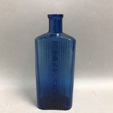 Load image into Gallery viewer, Vintage Cobalt Blue Empty Glass Poison Not to Be Taken Bottle (7")
