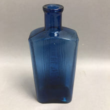Load image into Gallery viewer, Vintage Cobalt Blue Empty Glass Poison Not to Be Taken Bottle (7")
