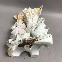 Load image into Gallery viewer, Vintage Porcelain Girl with Swan Vase (8")
