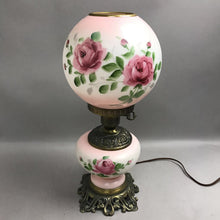 Load image into Gallery viewer, Vintage Rose Motif GWTW Hurricane Parlor Lamp (18")
