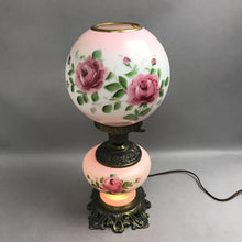 Load image into Gallery viewer, Vintage Rose Motif GWTW Hurricane Parlor Lamp (18")
