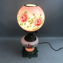 Load image into Gallery viewer, Vintage Rose Motif GWTW Hurricane Parlor Lamp (18")
