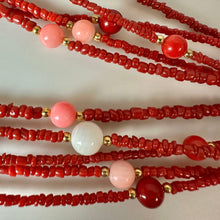 Load image into Gallery viewer, Lee Sands 5-Strand Coral Bead Goldtone Accent Necklace (17")
