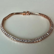 Load image into Gallery viewer, Rose Gold Plated Sterling Diamonique CZ Tennis Bracelet (7.25")
