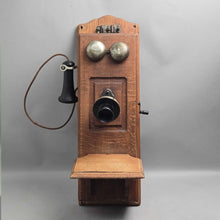 Load image into Gallery viewer, Antique Oak Wall-Mount Hand-Crack Telephone (26x8.5x13)
