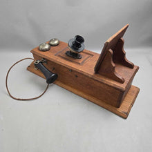 Load image into Gallery viewer, Antique Oak Wall-Mount Hand-Crack Telephone (26x8.5x13)
