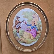 Load image into Gallery viewer, Gold-Framed Victorian-Style Porcelain Courting Scene (~12x11.5)
