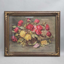 Load image into Gallery viewer, Vintage Framed Print - Pink &amp; Yellow Roses (14x17.5)
