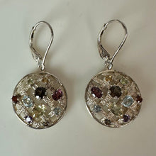 Load image into Gallery viewer, Sterling Multi-Gemstone Filigree Weave Drop Earrings (1.5")
