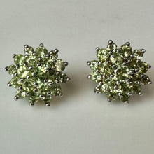 Load image into Gallery viewer, Sterling Peridot Cluster Stud Earrings (0.5")
