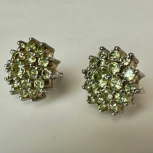 Load image into Gallery viewer, Sterling Peridot Cluster Stud Earrings (0.5")
