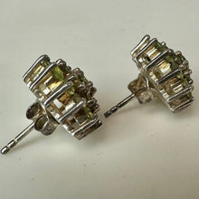 Load image into Gallery viewer, Sterling Peridot Cluster Stud Earrings (0.5")
