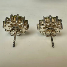 Load image into Gallery viewer, Sterling Peridot Cluster Stud Earrings (0.5")
