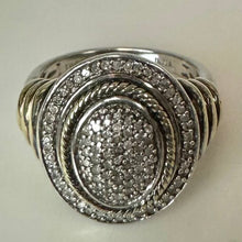 Load image into Gallery viewer, JWBR Sterling Oval Pave Diamond Ring sz 6
