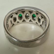 Load image into Gallery viewer, Sterling Simulated Emerald &amp; Diamond Ring sz 6
