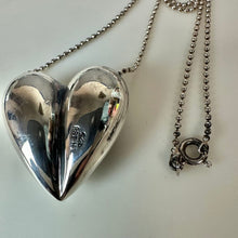 Load image into Gallery viewer, Vintage Italian Sterling Puffed Heart Pendant on 30" Beaded Chain Necklace (1.25")

