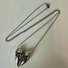 Load image into Gallery viewer, Vintage Italian Sterling Puffed Heart Pendant on 30" Beaded Chain Necklace (1.25")
