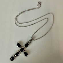 Load image into Gallery viewer, Sterling Onyx Cross Pendant on 18" Chain Necklace (2.25")
