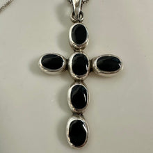 Load image into Gallery viewer, Sterling Onyx Cross Pendant on 18" Chain Necklace (2.25")
