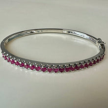 Load image into Gallery viewer, Ross Simons Sterling Ruby Hinged Bangle Bracelet (7" Cicumference)
