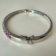 Load image into Gallery viewer, Ross Simons Sterling Ruby Hinged Bangle Bracelet (7" Cicumference)
