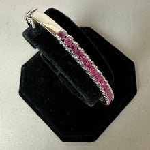 Load image into Gallery viewer, Ross Simons Sterling Ruby Hinged Bangle Bracelet (7" Cicumference)
