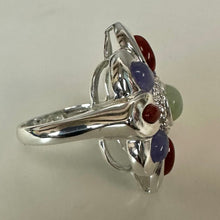 Load image into Gallery viewer, Ross Simons Sterling Multicolor Jade Flower Ring sz 6
