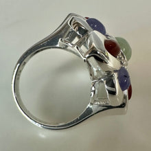 Load image into Gallery viewer, Ross Simons Sterling Multicolor Jade Flower Ring sz 6
