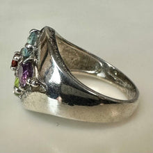 Load image into Gallery viewer, Vintage Sterling Garnet Amethyst Peridot Citrine Topaz Ring sz 8
