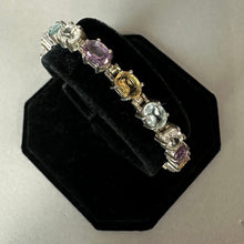 Load image into Gallery viewer, Sterling Quartz Amethyst Citrine Blue Topaz Tennis Bracelet (7.5")
