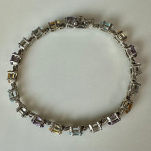 Load image into Gallery viewer, Sterling Quartz Amethyst Citrine Blue Topaz Tennis Bracelet (7.5")
