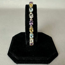 Load image into Gallery viewer, Sterling Quartz Amethyst Citrine Blue Topaz Tennis Bracelet (7.5")
