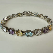 Load image into Gallery viewer, Sterling Quartz Amethyst Citrine Blue Topaz Tennis Bracelet (7.5")
