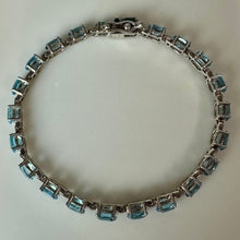 Load image into Gallery viewer, Sterling Swiss Blue Topaz Tennis Bracelet (7.5")
