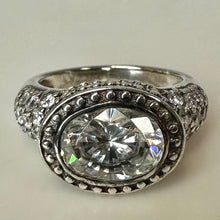 Load image into Gallery viewer, Sterling Oval Diamonique CZ Modern Engagement Ring sz 6
