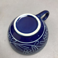 Load image into Gallery viewer, Nesting Teapot &amp; Mug For One Single Serving Blue w/White Etching (5")
