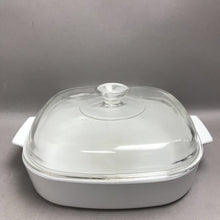 Load image into Gallery viewer, Corning Ware White MW-10 Browning Casserole 10 x 10 x 2 &amp; Pyrex A 12 C Lid
